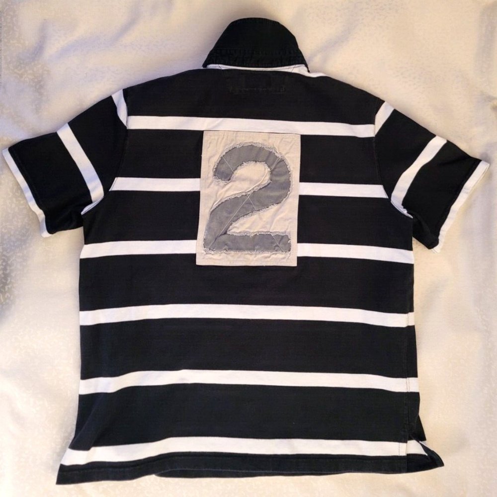 Polo Ralph Lauren Striped Rugby Black/White Custom Fit Men's XXL